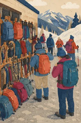 Colorful Backpacks at Alpine Trailhead