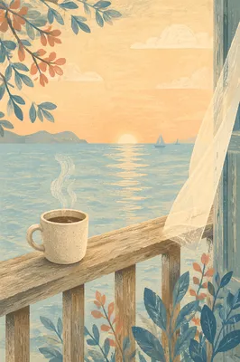 Morning Coffee on Seaside Balcony View