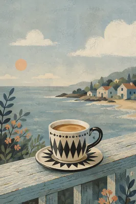Morning Coffee on Seaside Balcony View