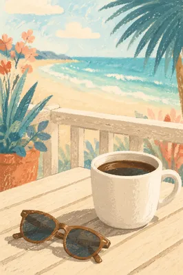 Morning Coffee on Seaside Balcony View
