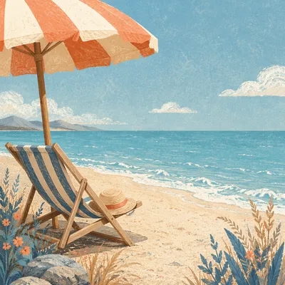 Peaceful Beach Umbrella Ocean Retreat
