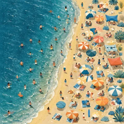 Vibrant Summer Beach Ocean View Aerial