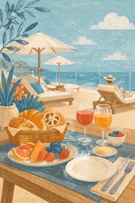 Summer Breakfast Terrace With Ocean View