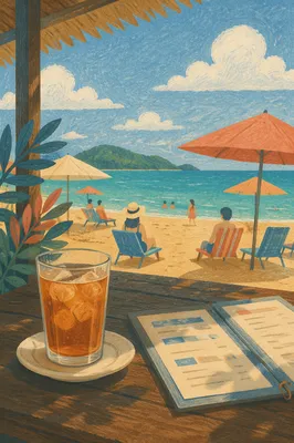 Summer Beach Café Ocean Vacation View