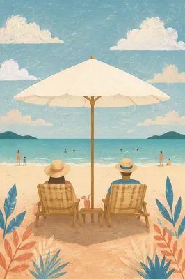 Quiet Beach Umbrella with Ocean View