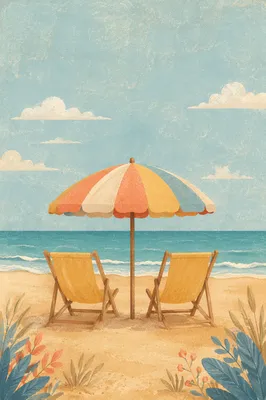 Sunny Beach Chairs with Ocean View
