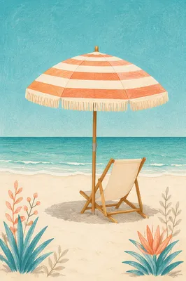 Tropical Beach Umbrella Ocean Vacation View