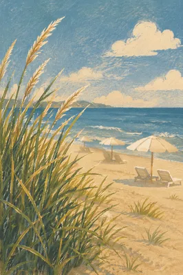 Beach Umbrella and Chair Ocean Escape