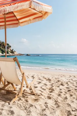 Peaceful Beach Umbrella and Ocean Chair View