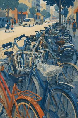 Urban Commuter Bicycles in Sunlit City Shade