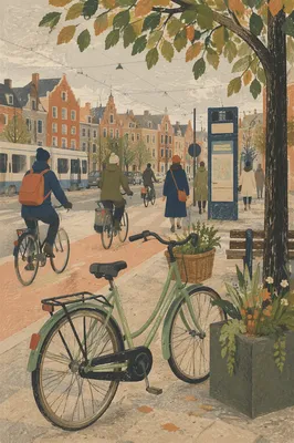 Urban Bicycle Commute on European Street