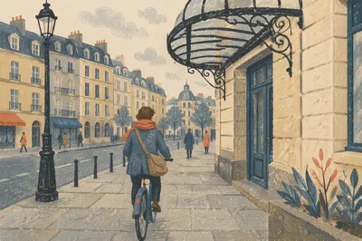 Calm Bicycle Commute Through Historic City