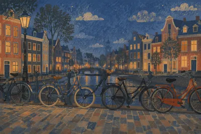 Commuter Bicycles on Evening Canal Street