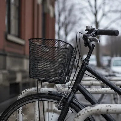 Rainy Urban Commuter Bicycle on City Sidewalk