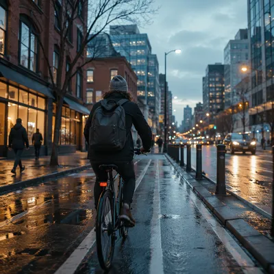 Early Morning Bicycle Commute in the City