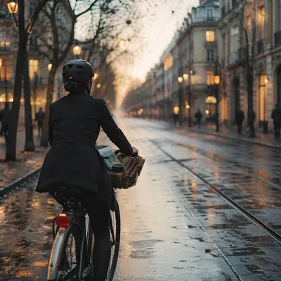 Peaceful Bicycle Commute at Sunrise