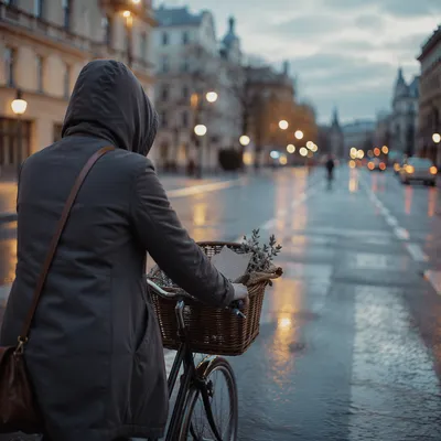 Peaceful Dawn Bicycle Commute Through City