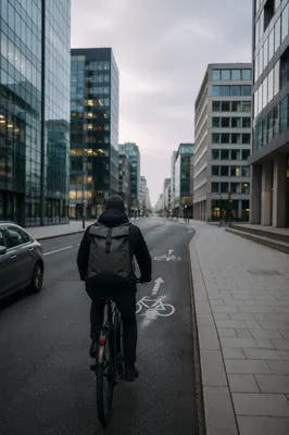 Urban Bicycle Commute on Modern City Street