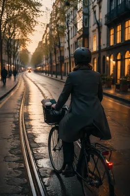 Peaceful Bicycle Commute on Sunrise City Street
