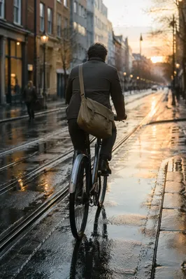 Peaceful Morning Bicycle Commute Through City Streets