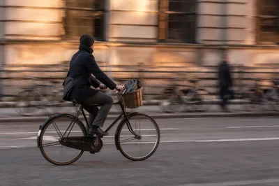 Vintage Bicycle Commute on Urban Street