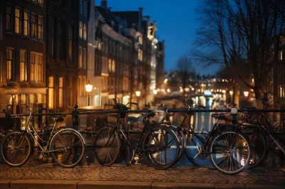 Commuter Bicycles on Evening Canal Street