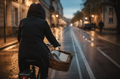 Peaceful Dawn Bicycle Commute Through City