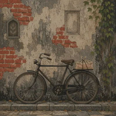 Vintage Bicycle by Weathered Urban Wall