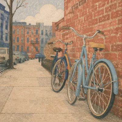 Vintage Bicycles by Brick Alley Wall