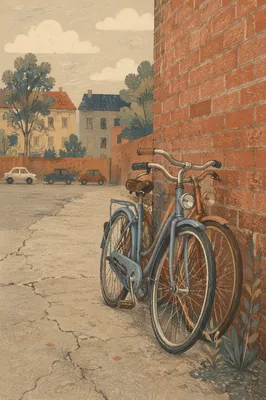 Vintage Bicycles by Red Brick Wall