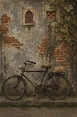 Vintage Bicycle by Weathered Urban Wall