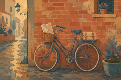 Vintage Bicycle by Brick Wall
