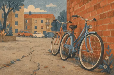 Vintage Bicycles by Red Brick Wall