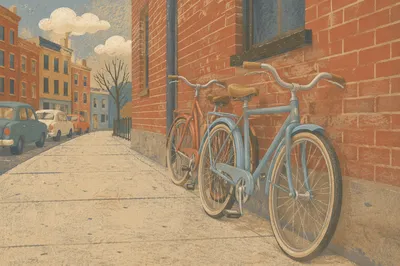Vintage Bicycles by Brick Alley Wall