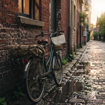 Urban Bicycle Ready for Morning Exploration