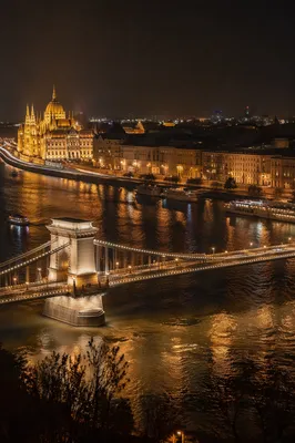 Romantic Night Bridge Over Historic River City