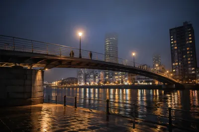Night Bridge Over River City Lights