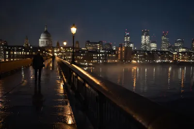 Night Bridge Walk Above City River
