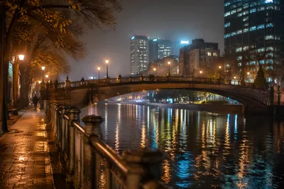 Night Bridge Over River City Lights