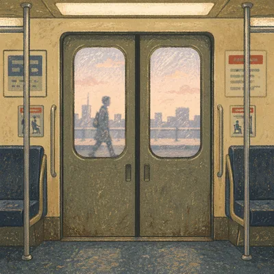 City Bus Doors at Morning Commute