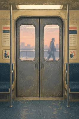 City Bus Doors at Dawn Commute