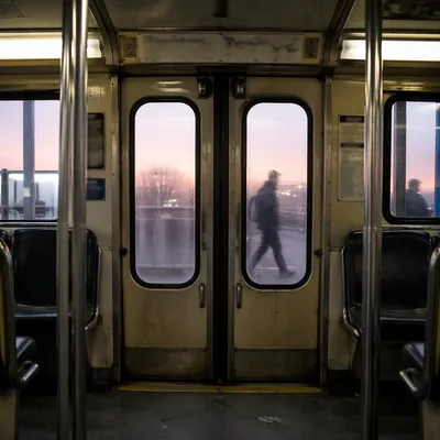 City Bus Doors at Morning Commute