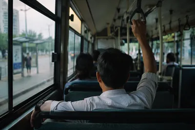 Quiet Morning Commute Inside City Bus