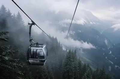 Misty Morning Cable Car Ascent