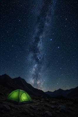 Green Tent Beneath Starry Alpine Sky