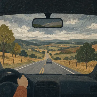 Moody Rural Highway Road Trip View