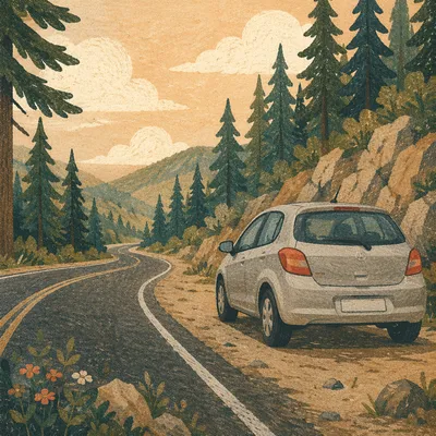 Scenic Mountain Highway Road Trip Car