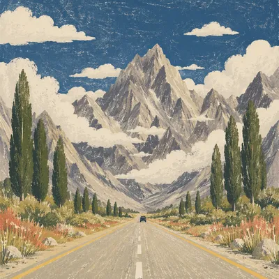 Scenic Highway Through Alpine Mountain Valley