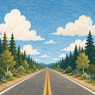 Hopeful Rural Highway Under Bright Clouds