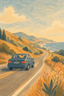 Coastal Highway Road Trip at Sunset